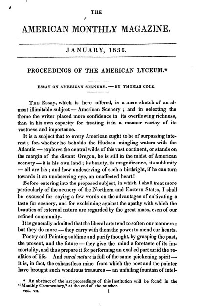 thomas cole essay on american scenery